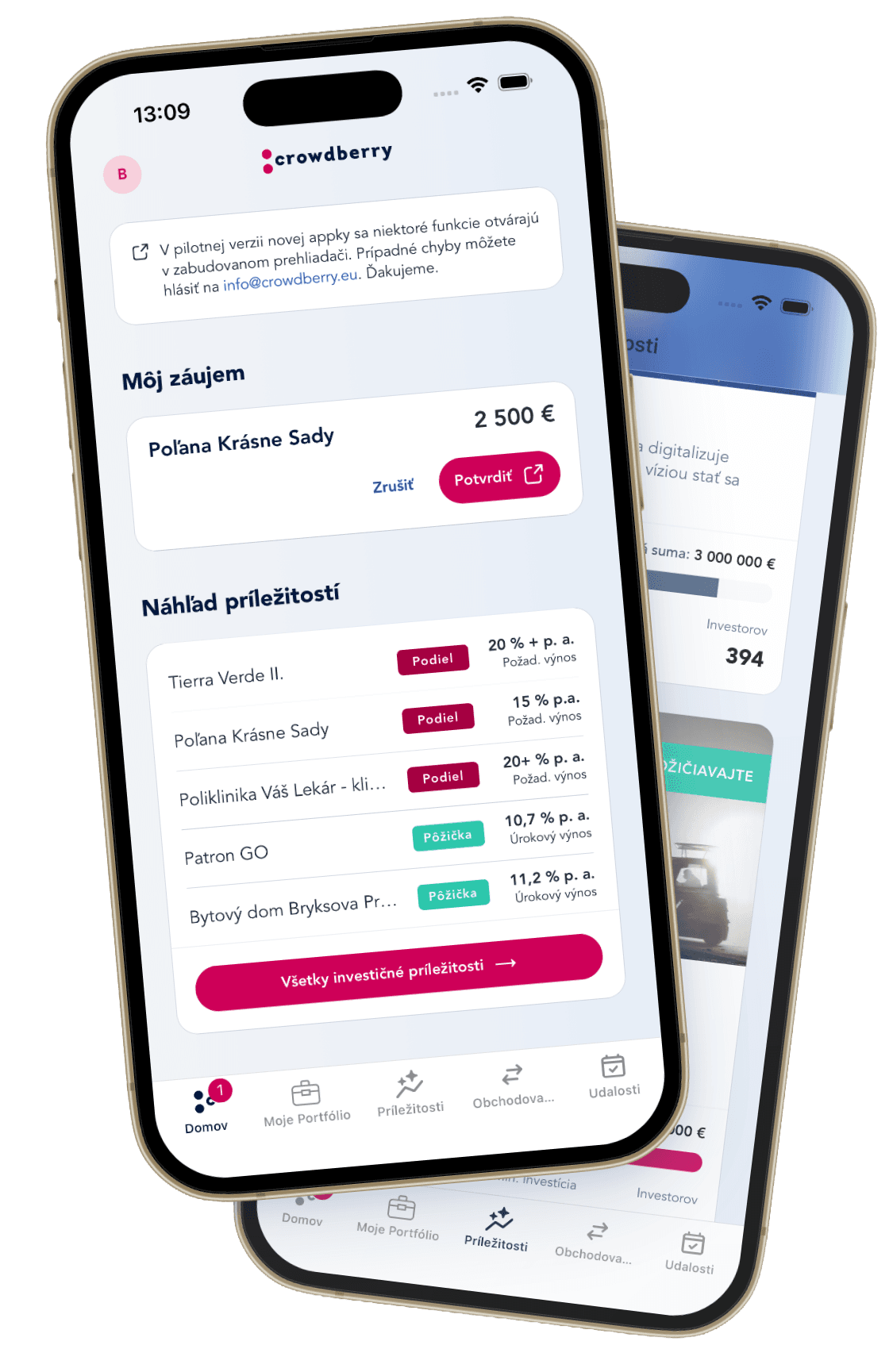 Preview of the Crowdberry mobile app